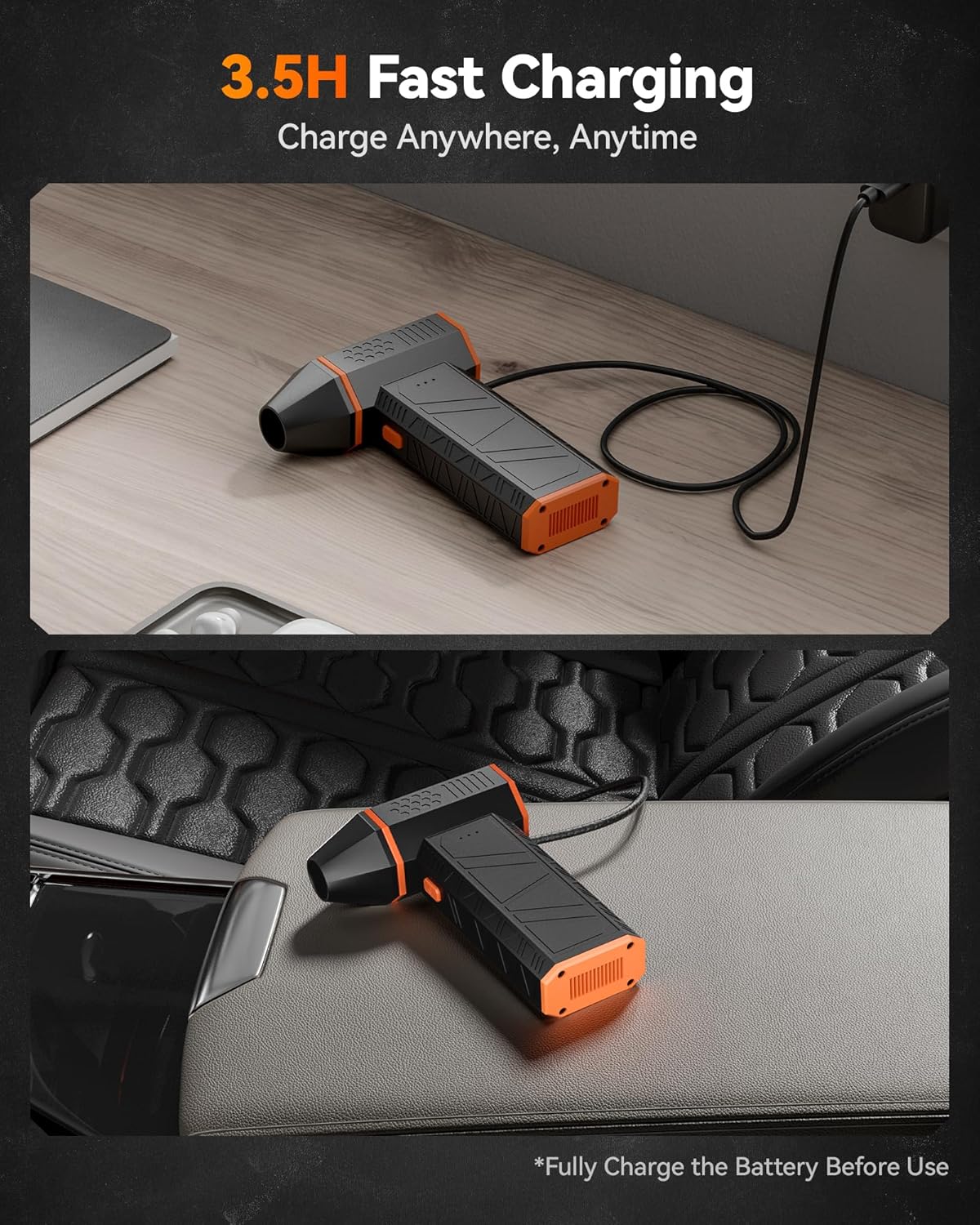 MF50 Compressed Air Duster-110000RPM Super Power Electric Air Duster, 3-Gear Adjustable Mini Blower with Fast Charging, Dust Blower for Computer, Keyboard, House, Outdoor and Car