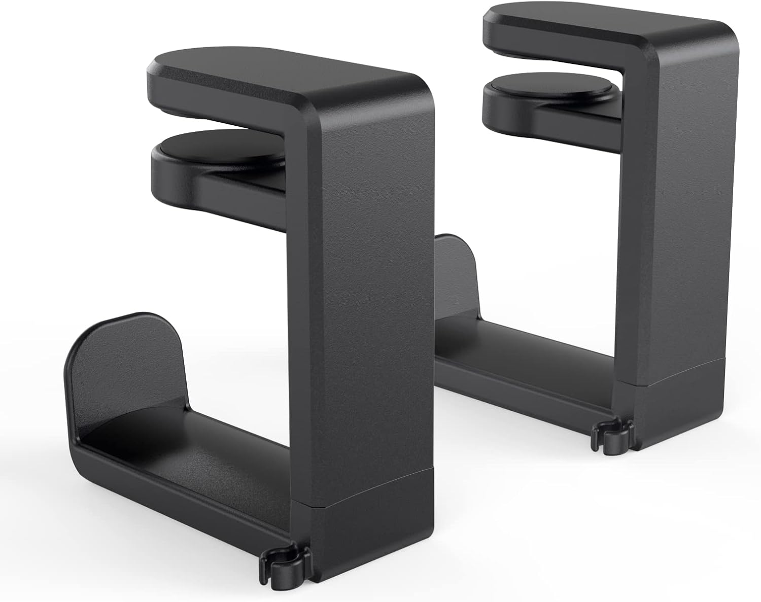 Rotating Headphone Stand - PC Gaming Headset Holder, Adjustable Clamp-on Under Desk Hanger With 360 Degree Swivel & Cable Clip Organizer - Black